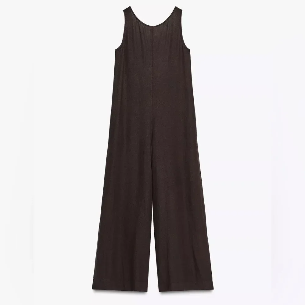 ZARA ZW COLLECTION LINEN LONG JUMPSUIT
